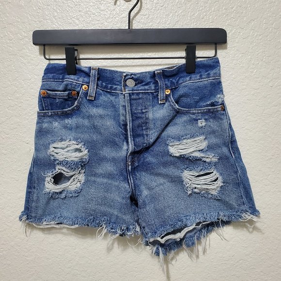 Levi's Wedgie Short denim blue distressed button fly premium - Picture 1 of 8